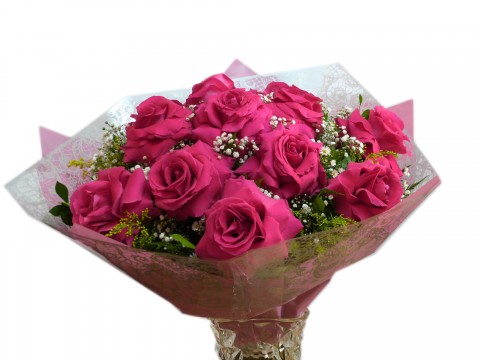 Buque com 12 Rosas Importadas Pink